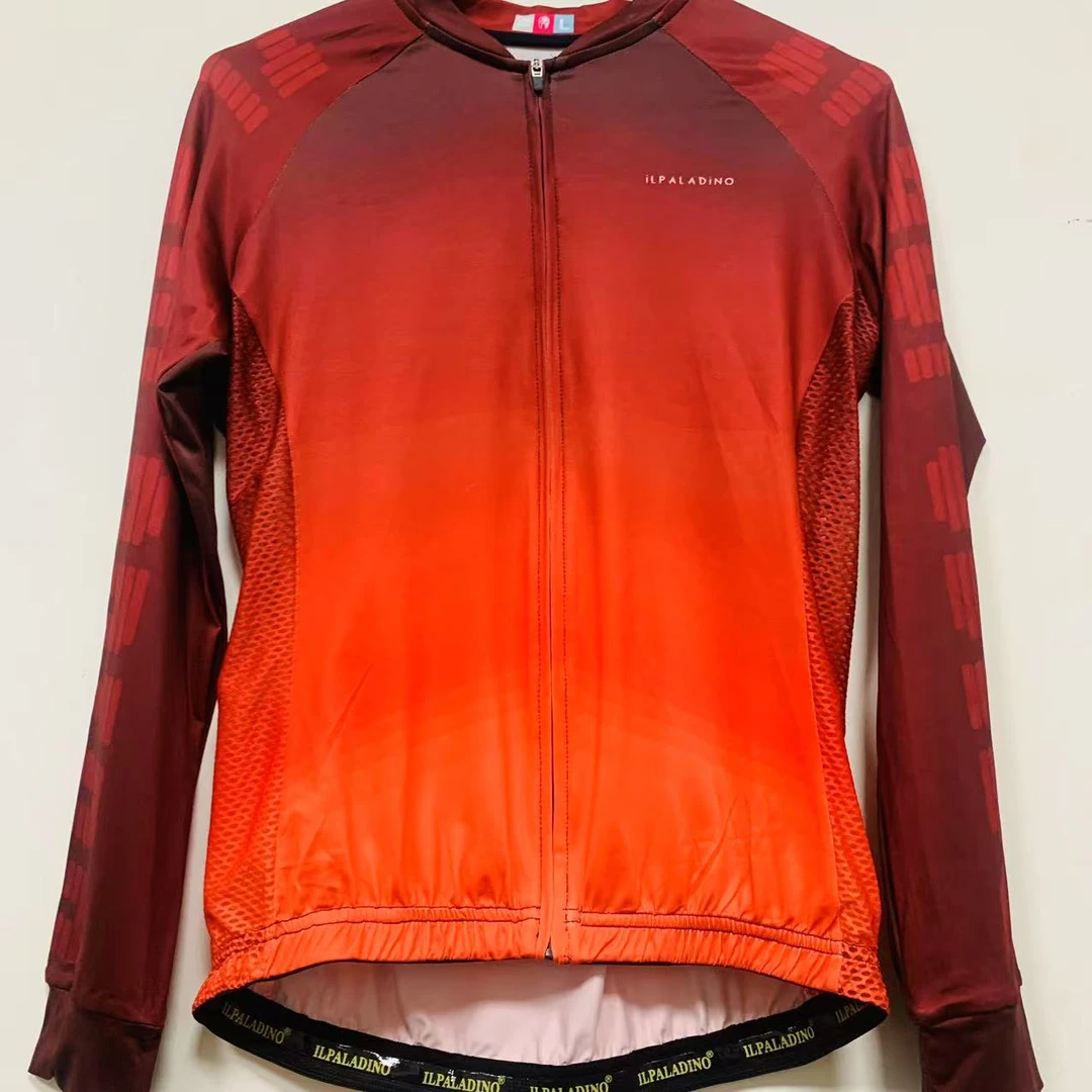 SQ 1008【红色渐变牛奶丝拼接长袖女士】ILPALADINO专业版骑行服