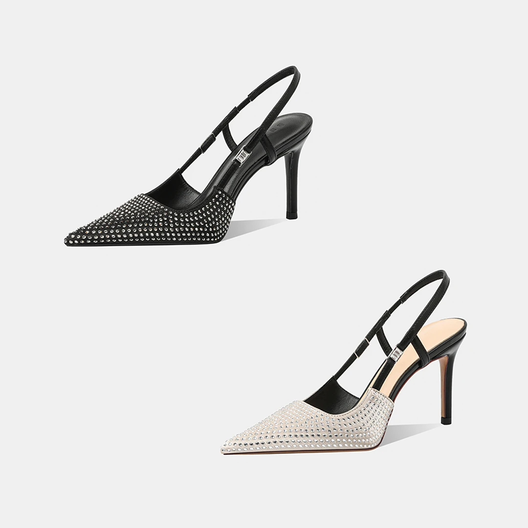 尖头法式御姐高跟鞋女细跟水钻约会夏季气质名媛单鞋镂空时尚百搭