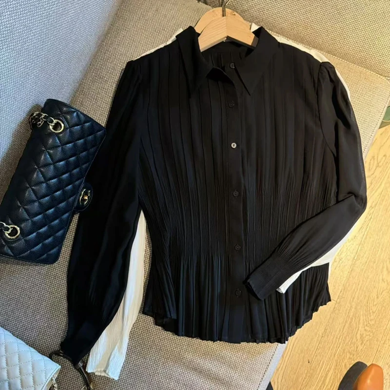 2025年秋季韩版温婉风常规长袖T休闲风纯色圆领耐磨衬衫