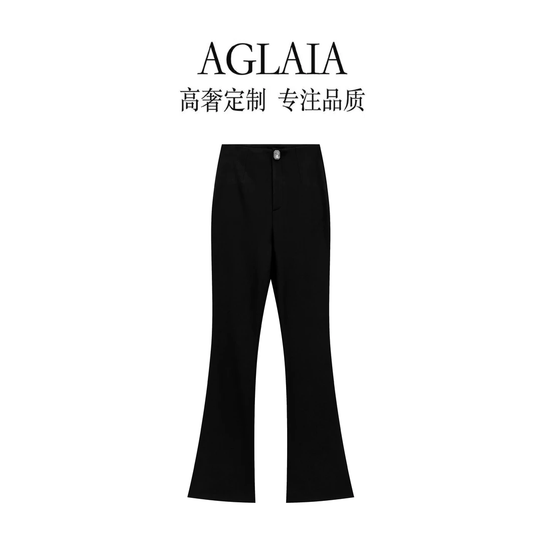AGLAIA~2025秋冬高腰修身显瘦加绒加厚弹力微喇百搭牛仔裤女8327