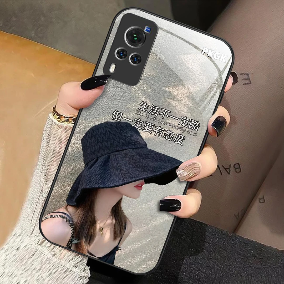 适用【vivo X60】生活态度液态玻璃手机壳 超薄防摔刮 优雅时尚