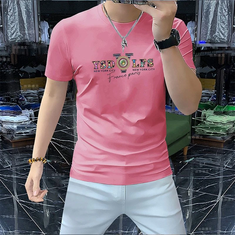 2025夏季新款男士潮流百搭休闲欧洲站韩版时尚短袖t恤男轻奢上衣