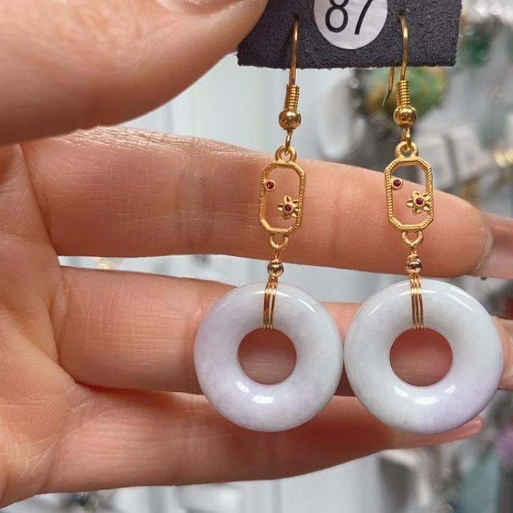 【闪购商品】翡翠耳饰银S925镀金镶嵌