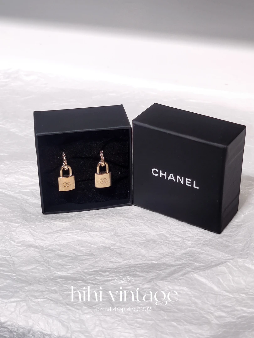 95新 Chanel/香奈儿 21P 锁头吊坠耳钉/15741695