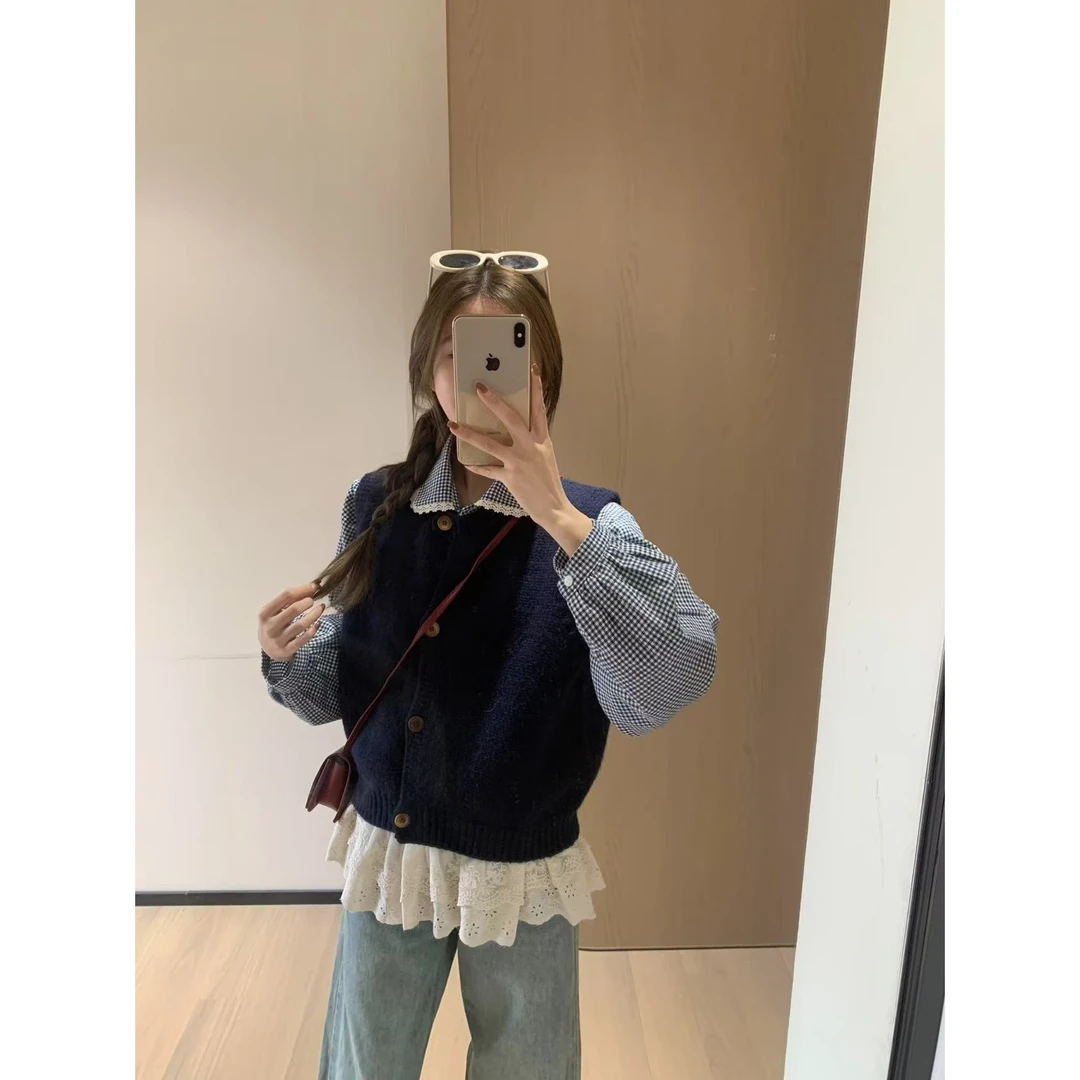 【618清清福利】复古韩系圆领针织马甲百搭开衫