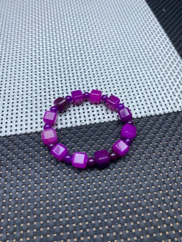 玉化紫卡10m方糖手串680