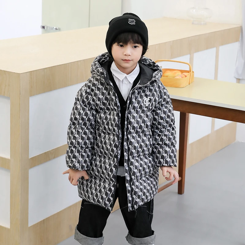 男童羽绒服中长款加厚冬季90绒儿童羽绒服小童中大童亲子装23817