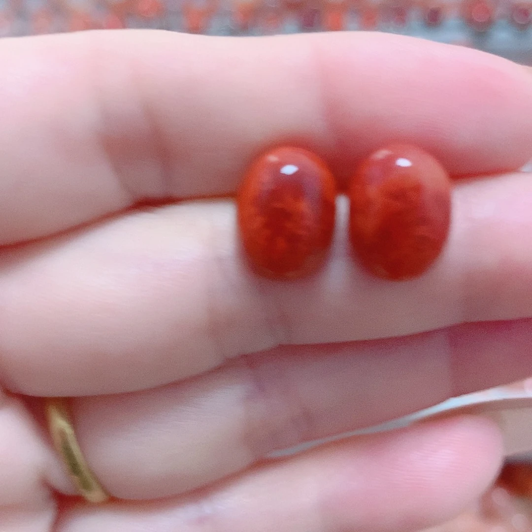 南红玛瑙银S925镶嵌耳钉