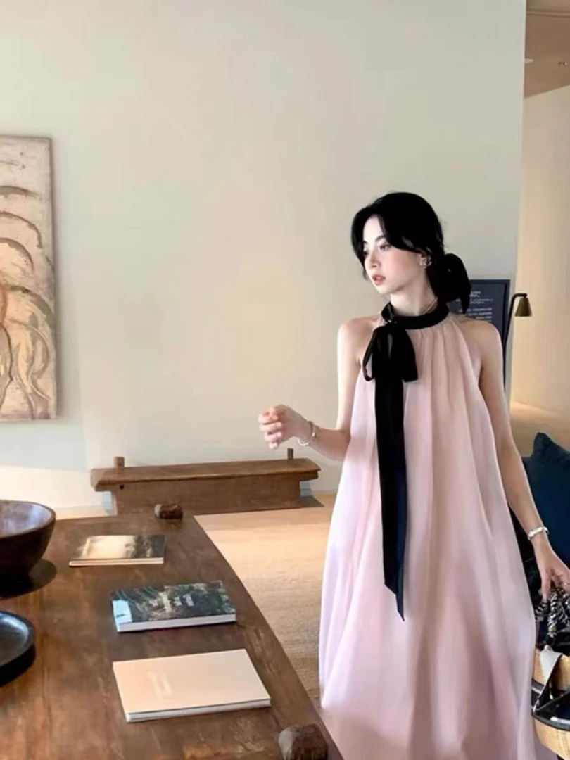 【清】夏季欧若风法式清新甜美黄黑皮显白连衣裙度假风初恋白裙女