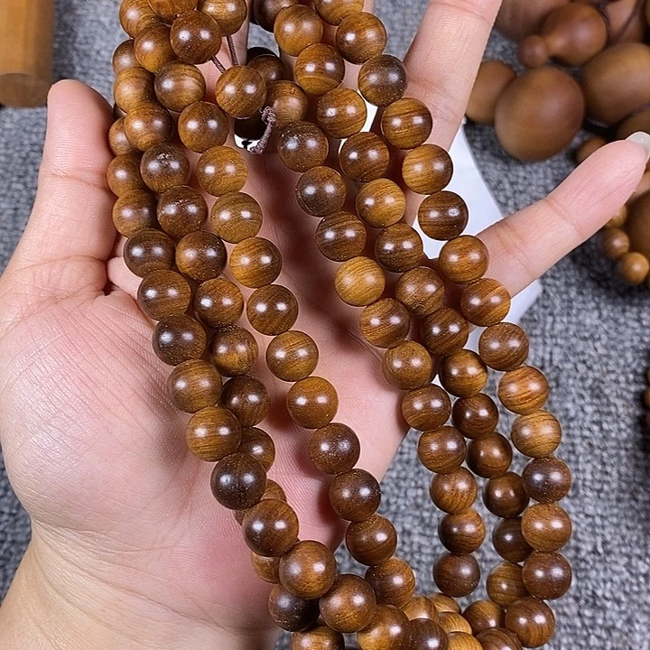 檀香木手串/手链老山檀香沙皮黑肉虎纹药香王1.0/108沉水