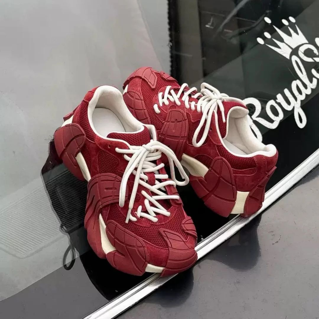 巴家2025秋季新款网面透气厚底老爹鞋八爪鱼休闲轻便透气运动鞋女