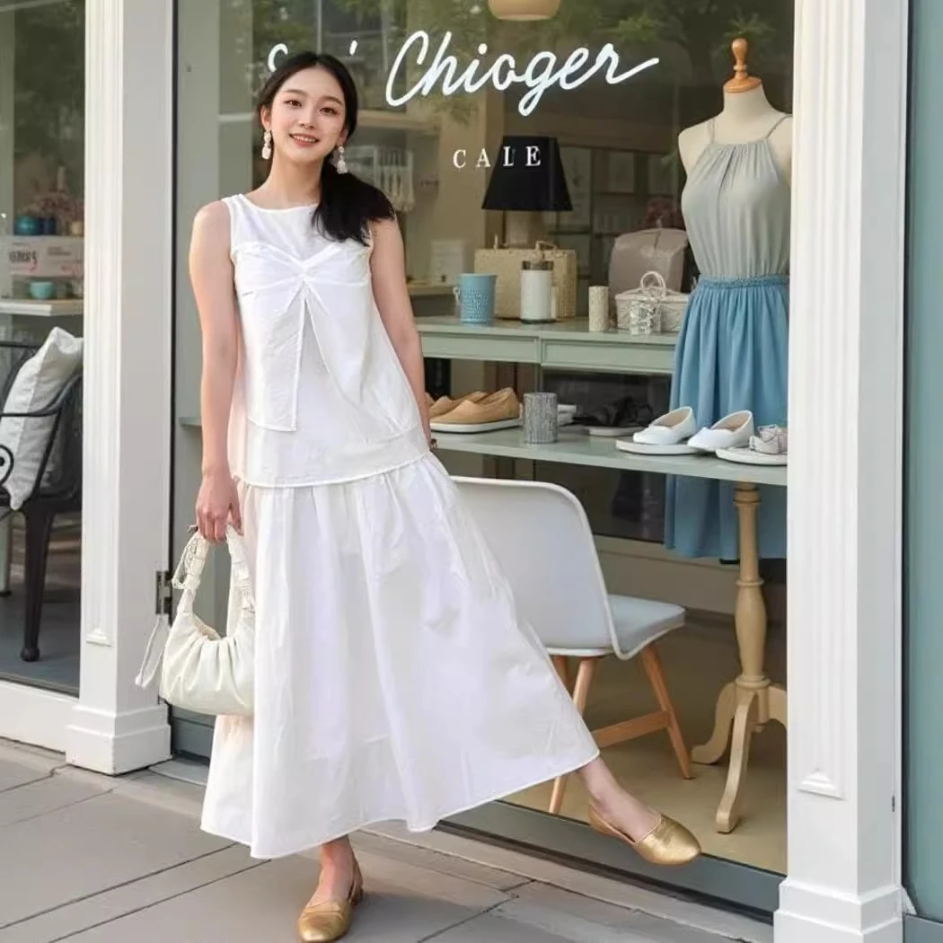 小众艺术衬衫套装女夏季韩系慵懒风宽松休闲气质上衣半身裙两件套