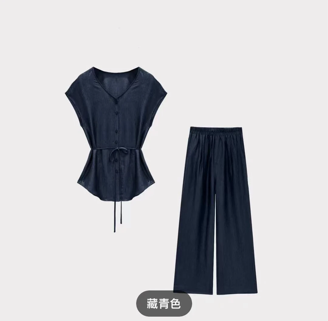 INS风休闲风时尚套装无袖显瘦系带风欧若动感风