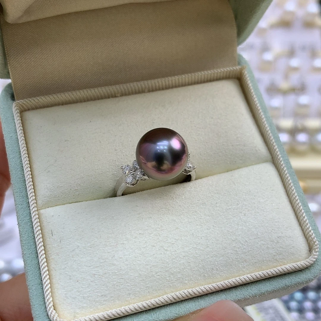 18K金镶嵌戒指海水珍珠11-12mm