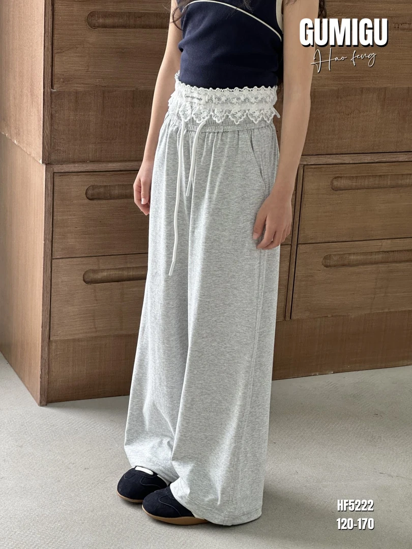 5222童装腰头蕾丝花针织裤