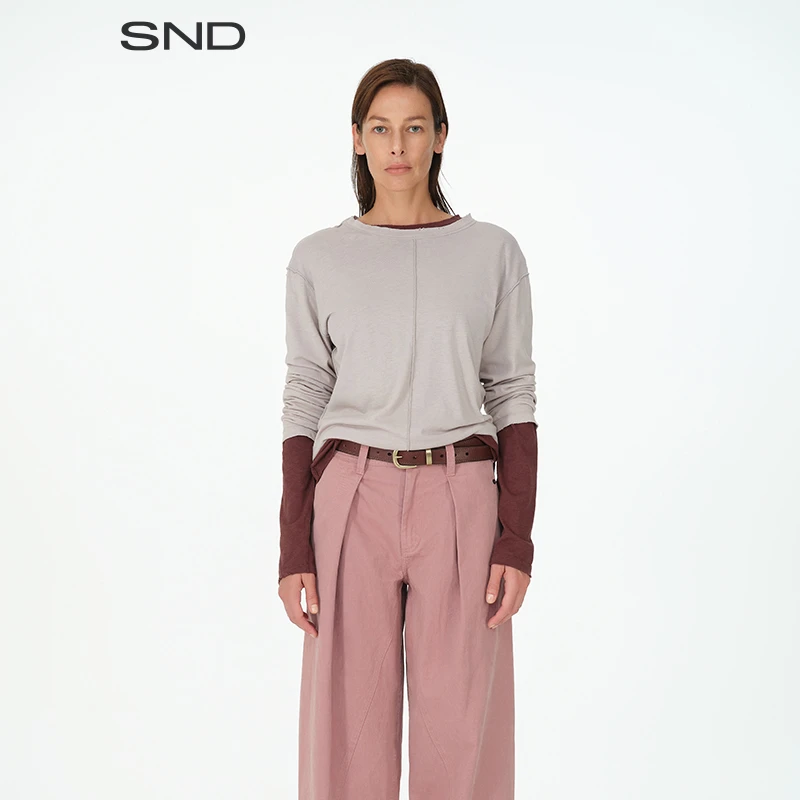 【REFOUND TEN 设计师品牌】SND AW25 自然水洗磨破长袖T恤女款