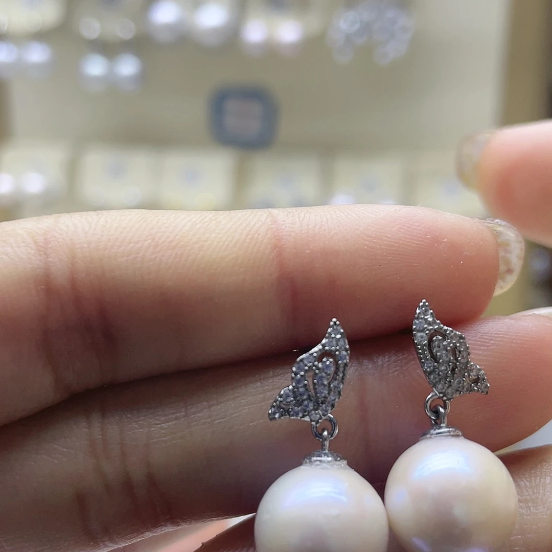 淡水珍珠耳饰银S925镶嵌