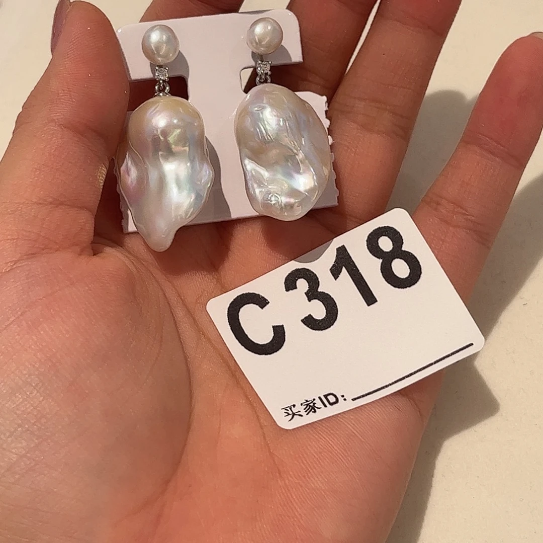 合金淡水珍珠耳饰