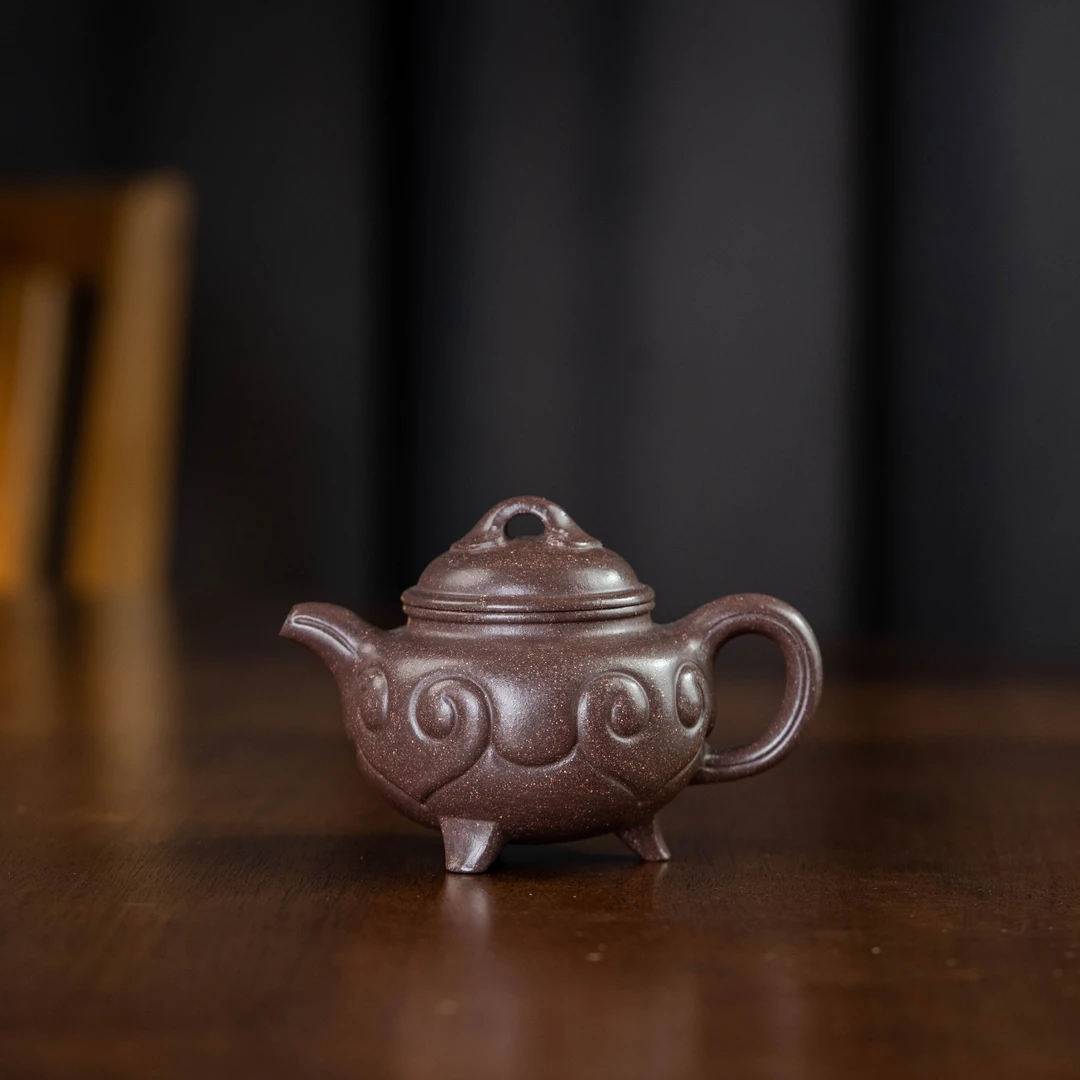 珽珽紫砂丨如意仿古紫段共生180cc家用紫砂壶tt1