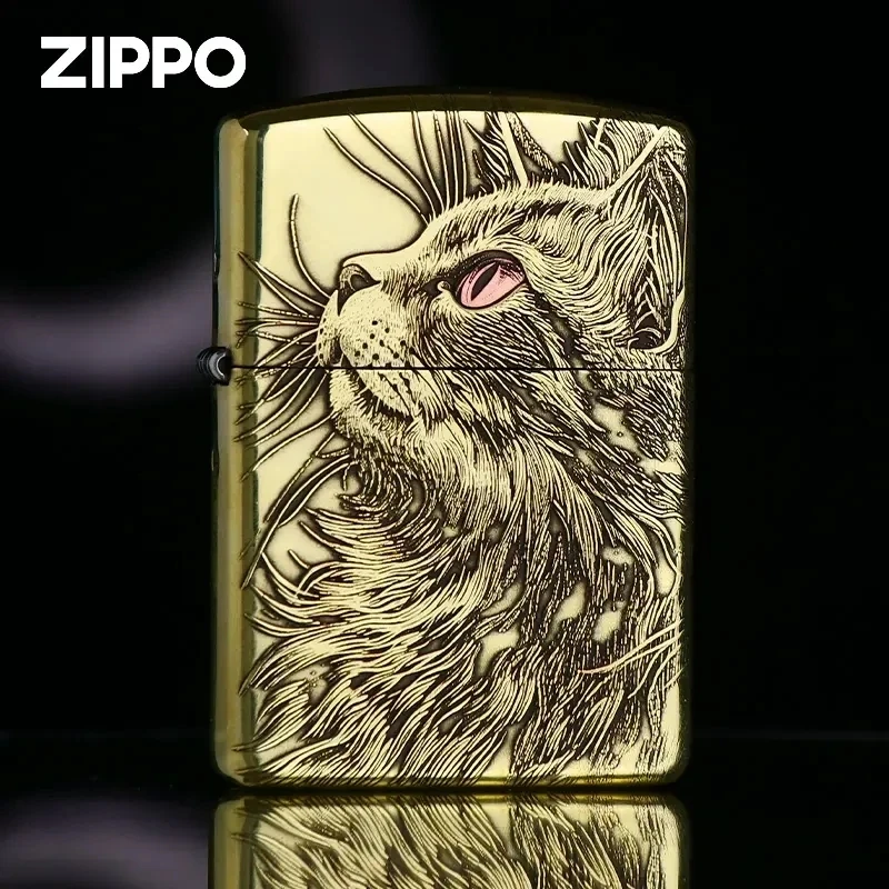 【老李推荐】zippo打火机正品仰望星空猫盔甲机3D立体浮雕DY9912FD