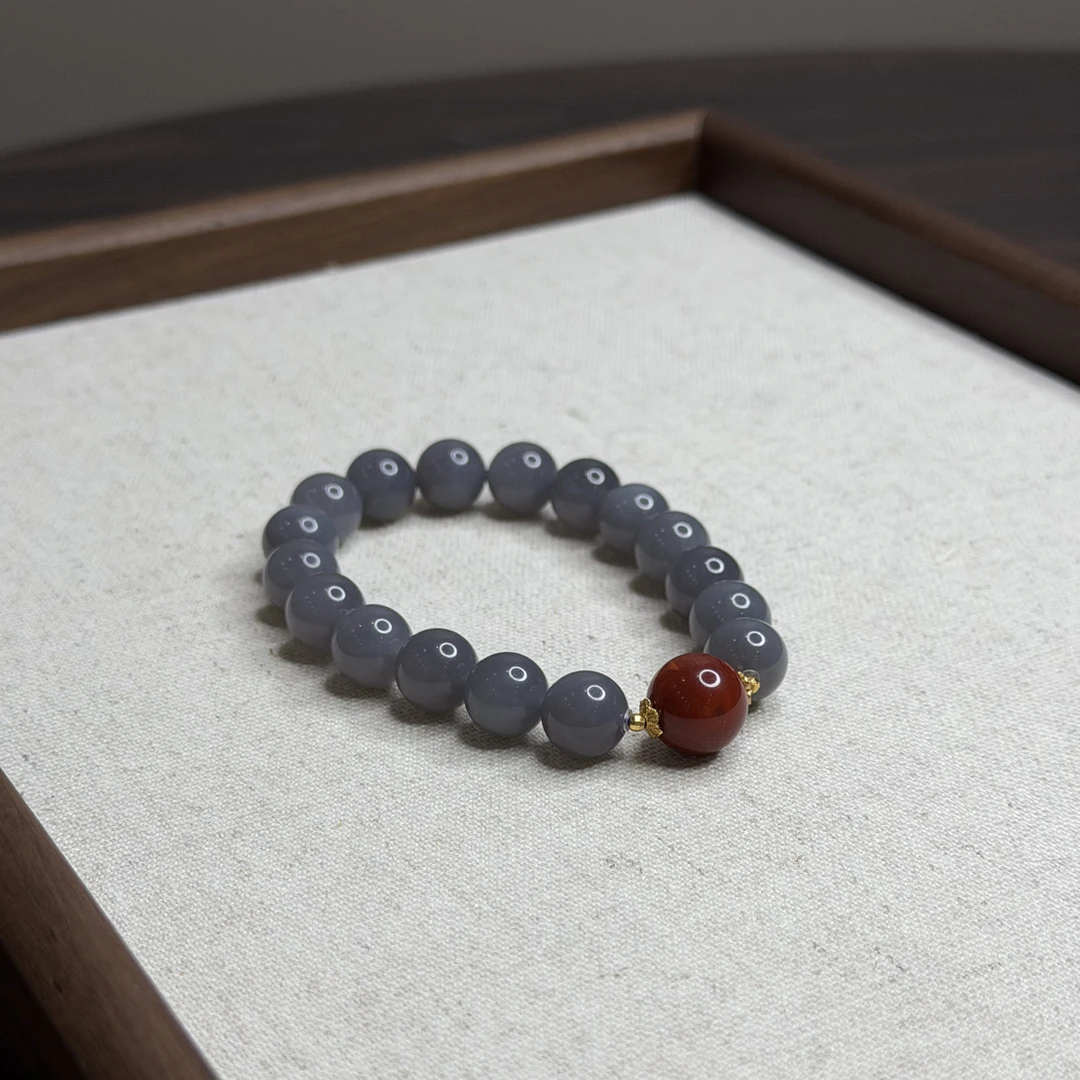 【观山海】和田玉烟紫帝王紫显白小众南红新中式手串10mmL1421