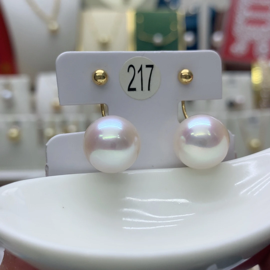 耳饰18K金镶嵌淡水珍珠