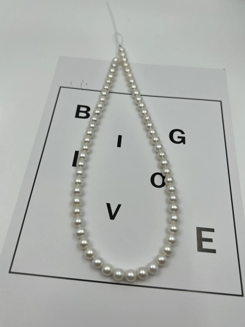 【辰哥珍珠】天然6-7mm近正圆 微瑕 极光珍珠项链 S925银