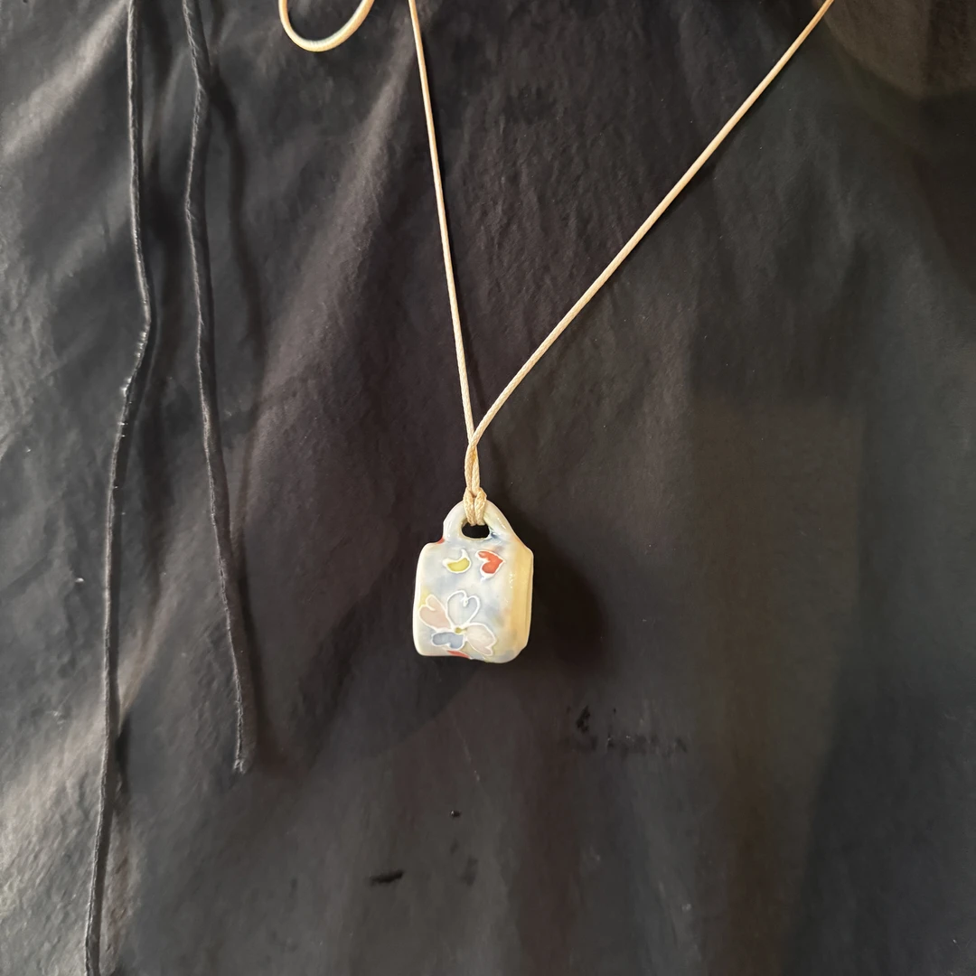 非金属棉绳项链 景德镇陶瓷项链饰品原创纯手工小众可抽拉绳礼物