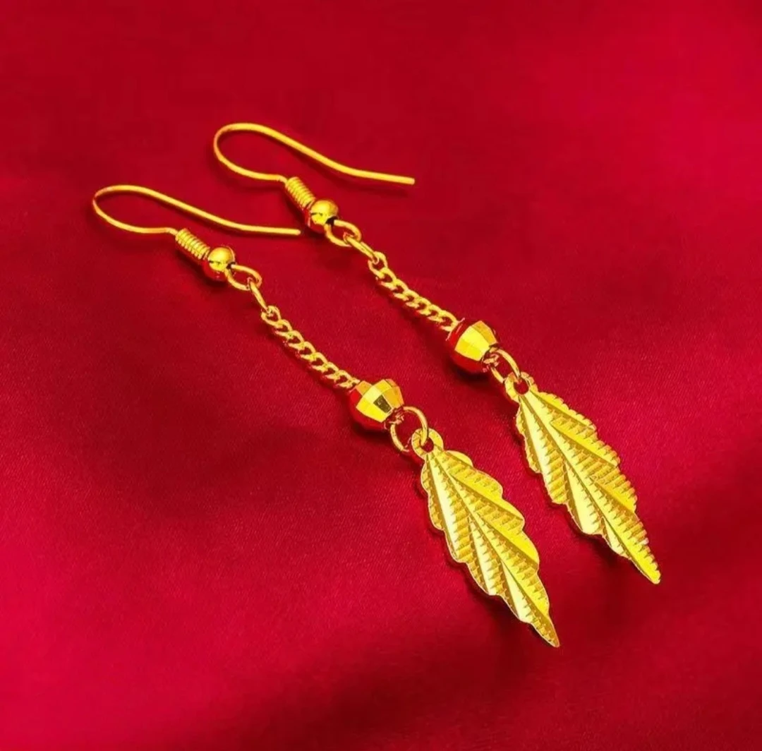 铜合金耳饰 铜合金耳饰《经典树叶耳钩款》气质耳环百搭