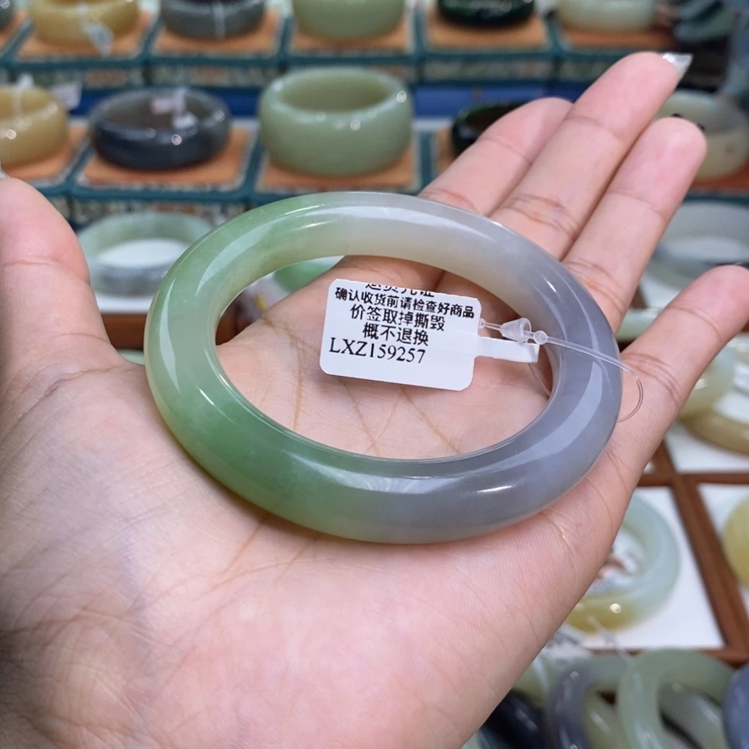 和田玉未镶嵌手镯和田玉紫翠三色5455