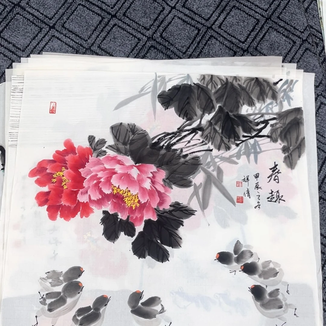 国画祥倩老师四尺斗方正作品冯