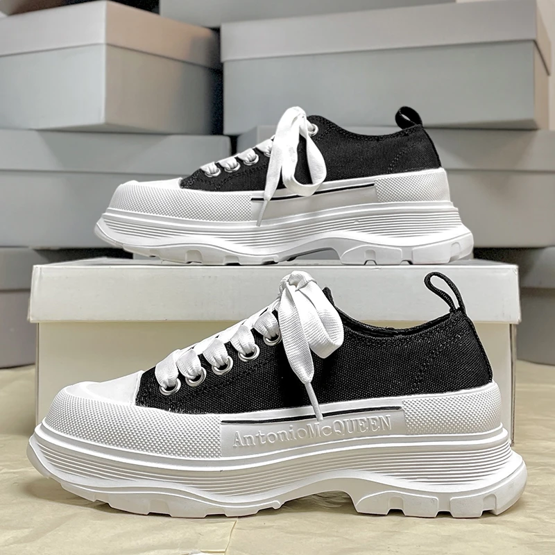 官方正品夕麦昆帆布鞋厚底增高2025新款莆田休闲老爹鞋男鞋女情侣