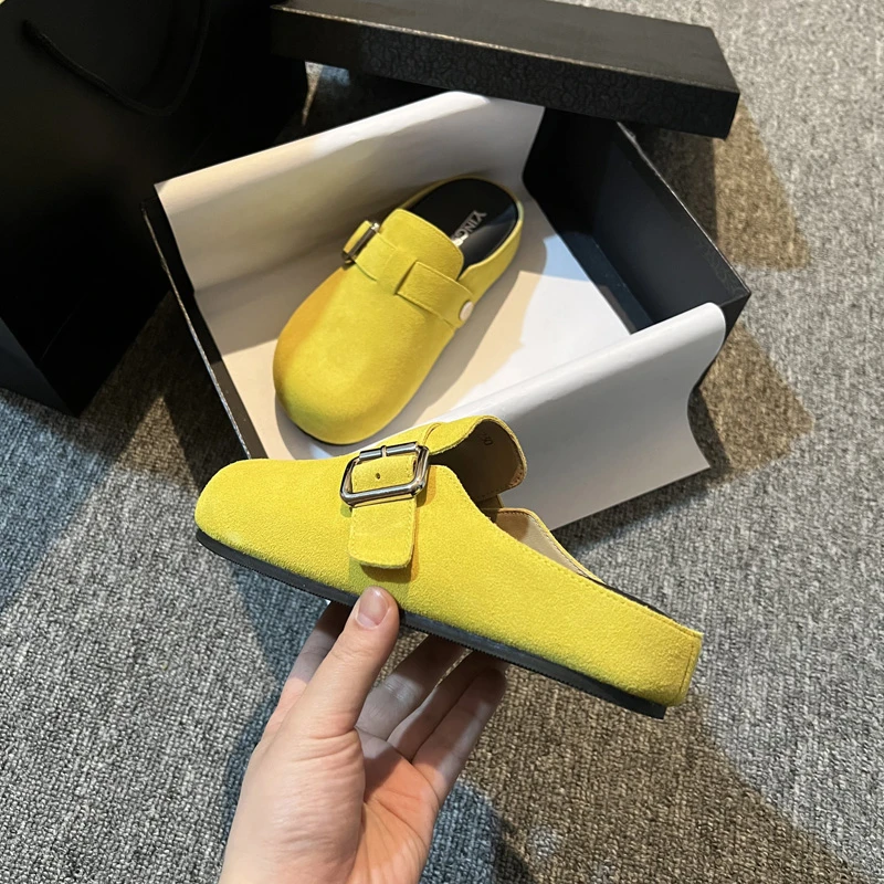 懒人百搭一脚蹬包头拖鞋女2025春圆头勃肯鞋简约青年时尚休闲鞋