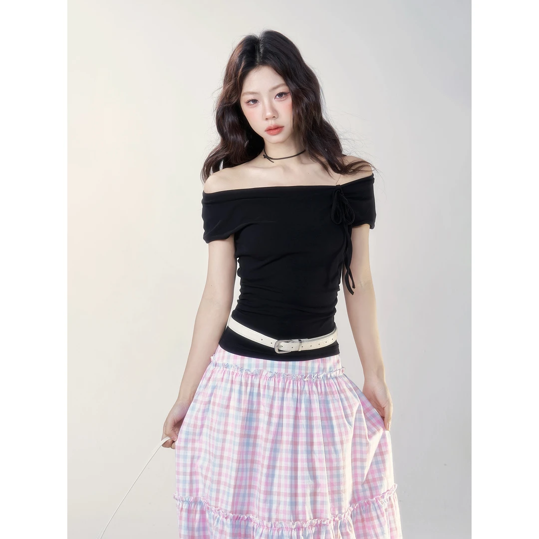 【小野莓】春夏韩版气质甜酷修身显瘦短袖休闲T恤BT97497