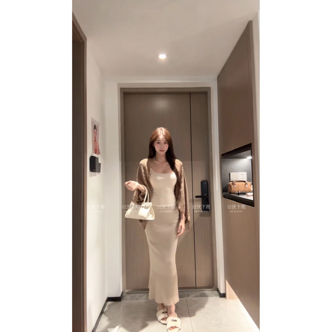 【京洛佳人】法式高级感蕾丝针织外套半裙三件套