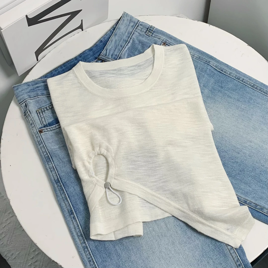 清-汤圆吖气质珠珠字母款针织短袖162154