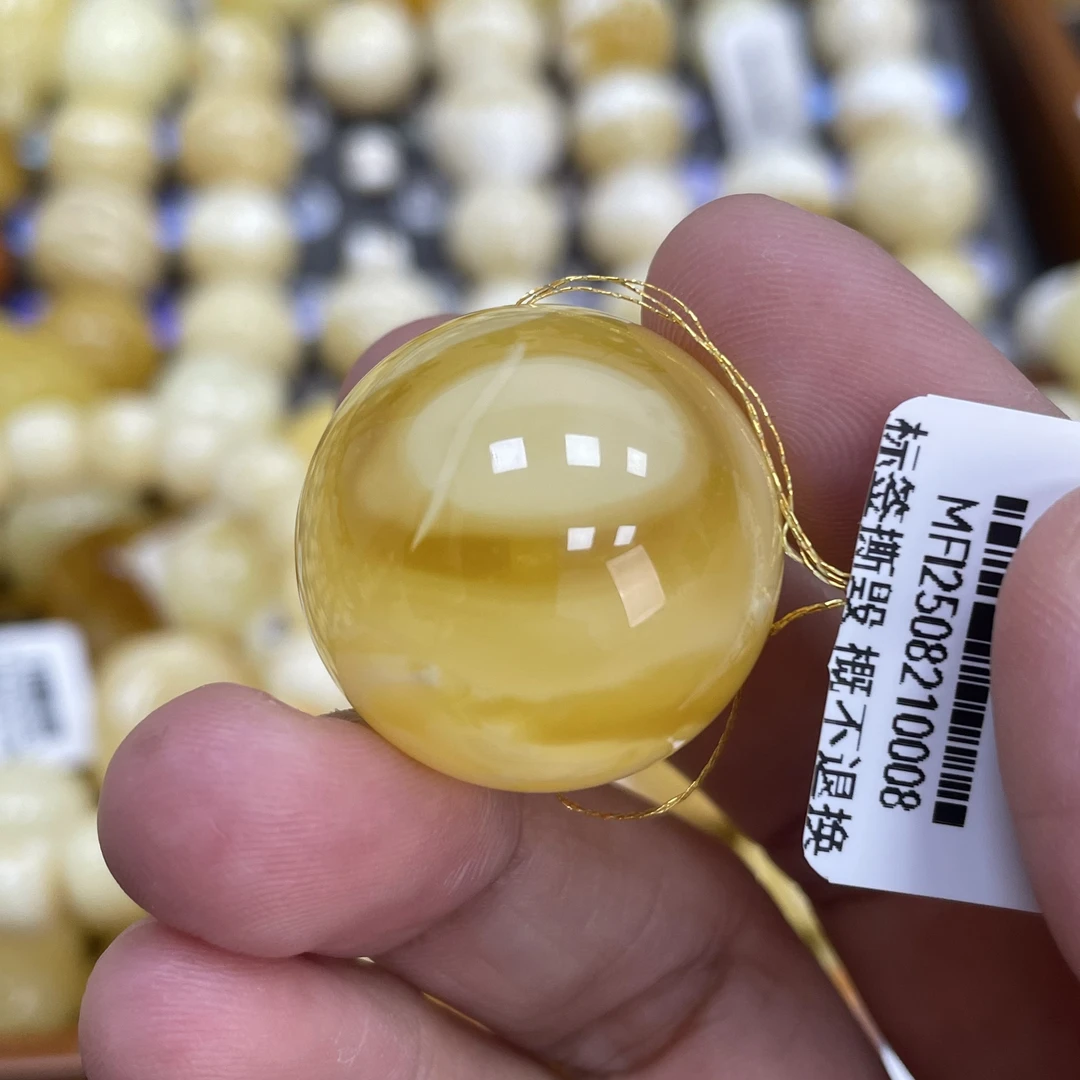 魔梵珠宝|25.2mm俄料天然蜜蜡 金妖溶洞金沙款