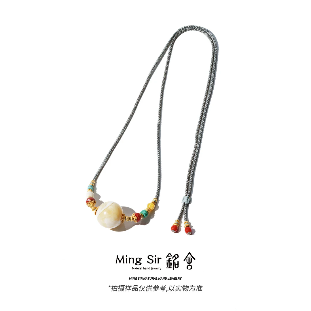 【铭舍】VS级天然俄料蜜蜡圆珠典藏级虎皮锁骨链轻奢设计款珠宝