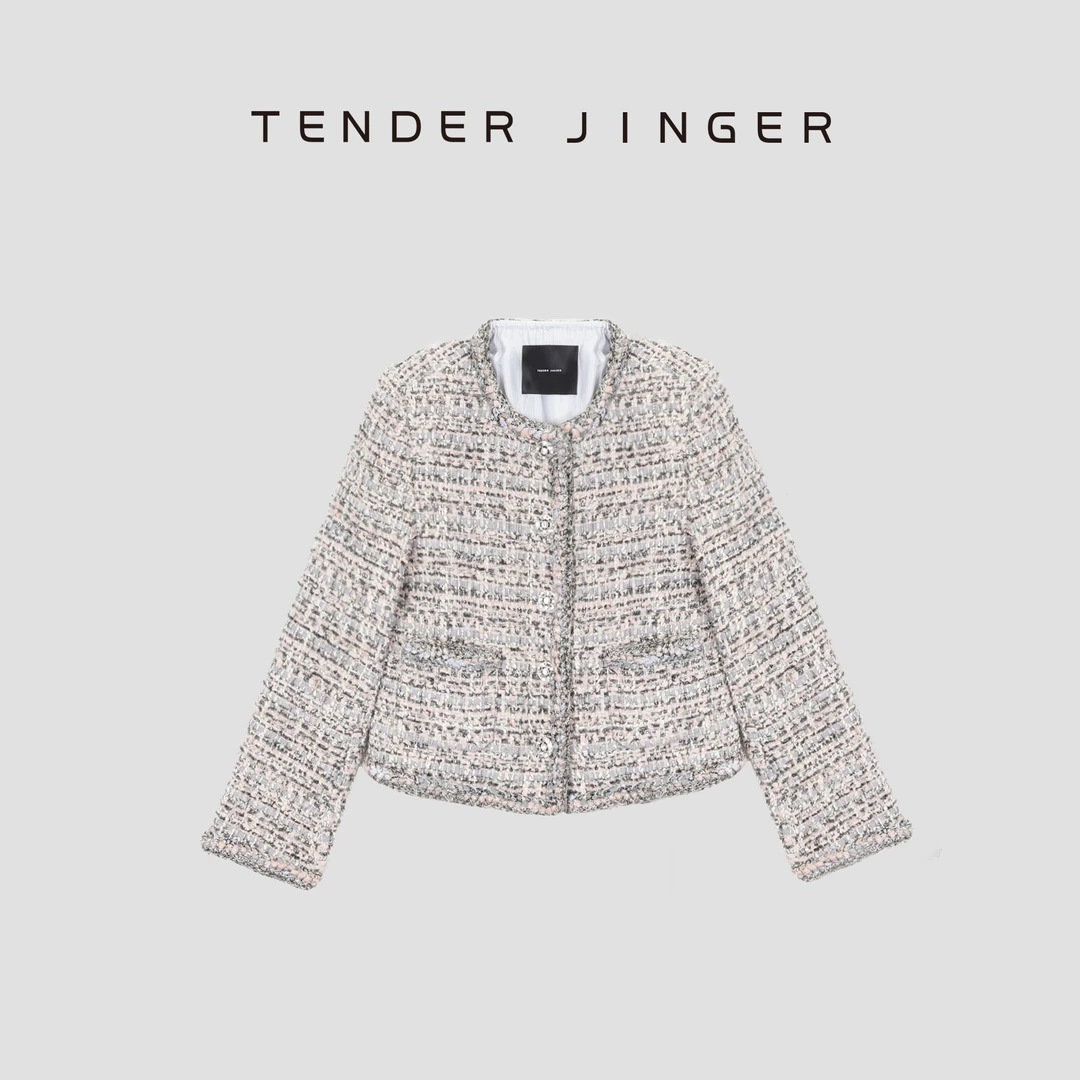 Tender Jinger【黑标】轻奢重工迷雾灰粉小香风外套T54YUY740U