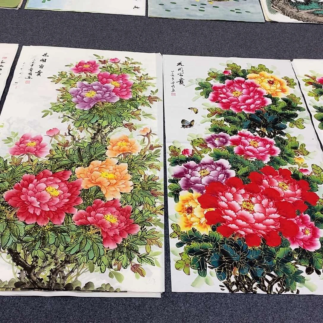 国画于**何140✖️70精品两张牡丹花画画画画画画画画
