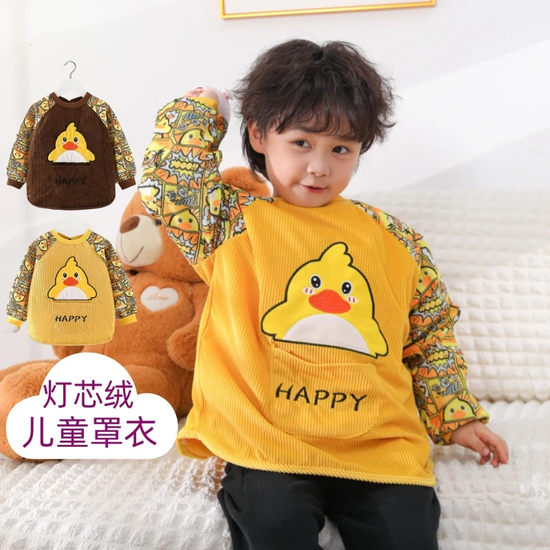 儿童罩衣可外穿1-3岁吃饭防水防油污秋冬婴幼儿隔脏防脏围兜