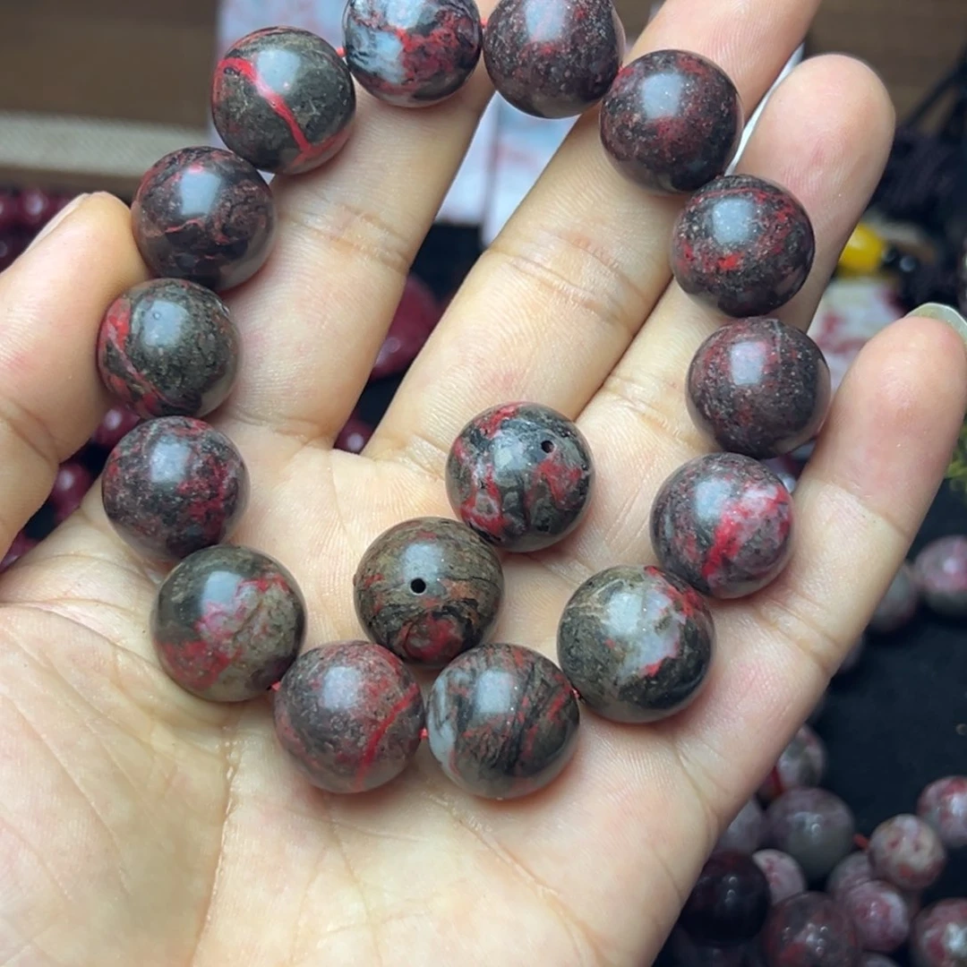 天然辰砂原石手串