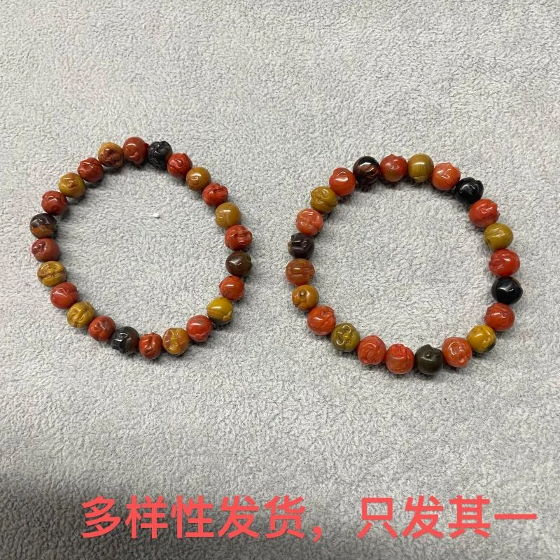 铁皮包浆特色料手雕深厚FO缘佛头单圈手串（多样性发货，发一件）