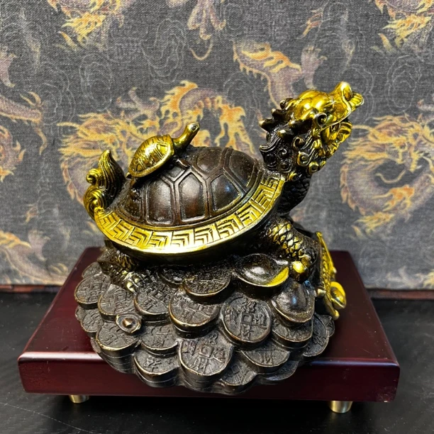 【闪购链接】铜点金龙龟摆件