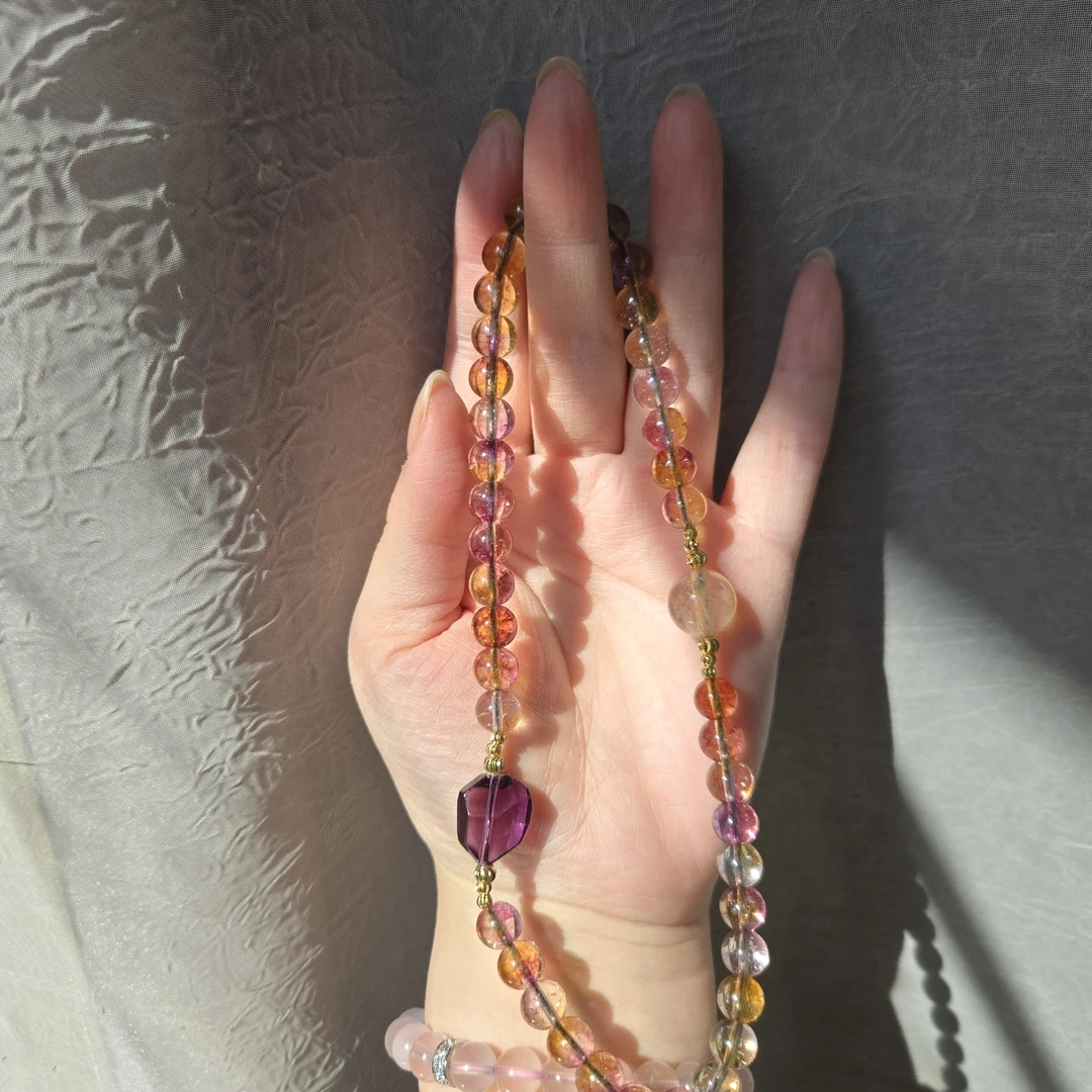 非金属珐琅手链 双圈琉璃S紫S黄手链