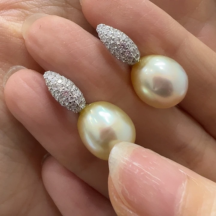 银S925镶嵌海水珍珠耳饰