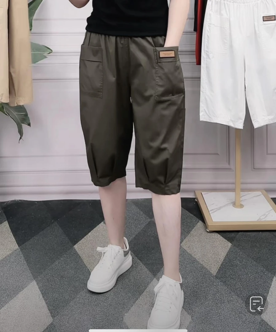 2025夏季新款百搭七分裤休闲时尚简约短松紧腰宽松休闲短裤