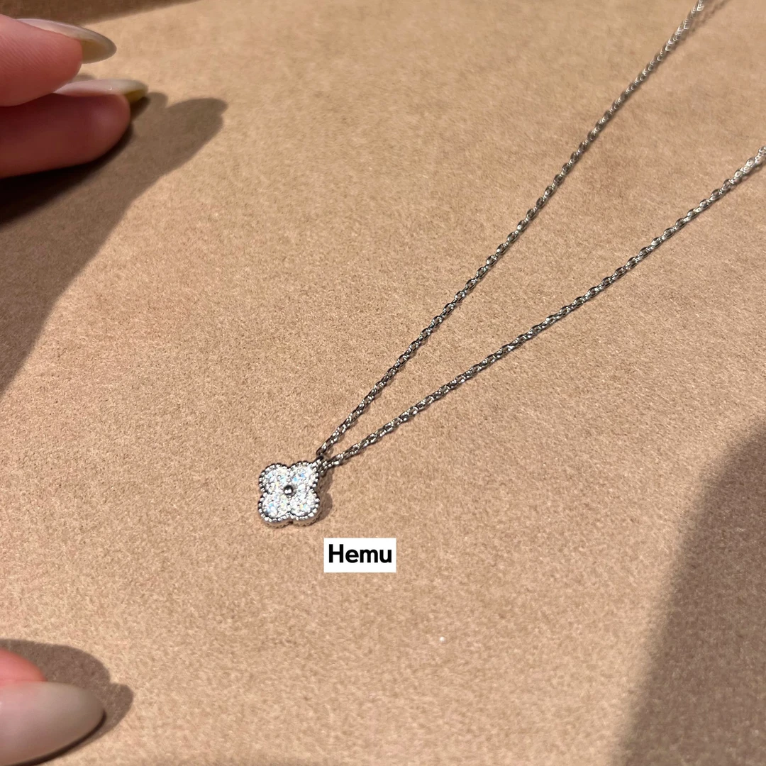 合金项链 满钻简约mini小花项链