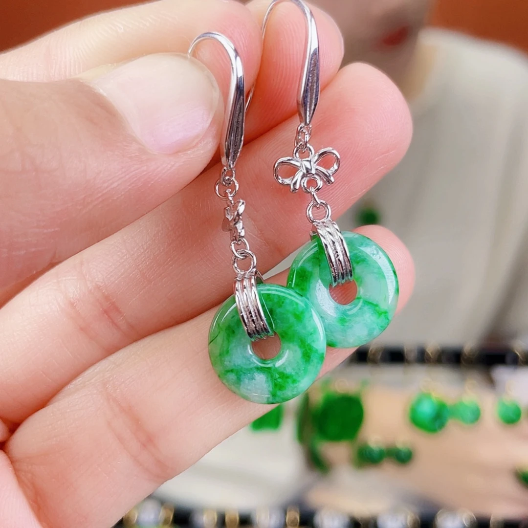 翡翠银S925镶嵌耳饰