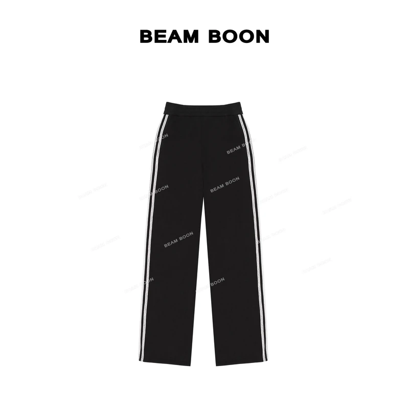 Beam Boon|【布蕾休闲裤】超柔立体垂感肌理空气层侧花边直筒休闲裤